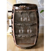 Masifart Şarap Fıçısı Kadehlikli Mini Bar