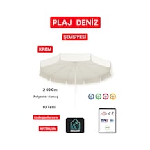 Dogant Eğilebilir Branda Kumaş Krem Plaj Havuz Bahçe Balkon Şemsiyesi 2 Metre 10 Telli Dayanıklı