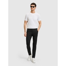 Cacharel Siyah Slim Fit Pamuk Karışımlı Beli Lastikli Kanvas Pantolon