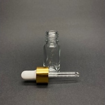 10ml Şeffaf, Cam Şişe, 12 Adet, Cam Damlalıklı, Ecza Şişesi, Propolis Şişesi, Gold Kapak Beyaz Emzik Diğer