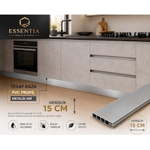 Tesay Pvc Baza Profili 15 Cm Metalik Gri 100 Cm Mutfak Dolabı Süpürgelik Profili