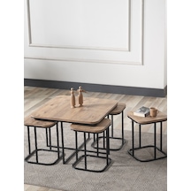 Pelikan 4+1 Antik Çam Ahşap Siyah Metal Ayak Takım Sehpa Sedaş Living Units Sehpa Pelikan 4+1 Antik Çam Ahşap Siyah Metal Ayak Takım Sehpa Sedaş Living Units Sehpa