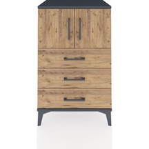 Hyperion Komodin Tek Raflı 3 Çekmeceli 2 Kapaklı 60x44x96 Antrasit-çam Antrasit