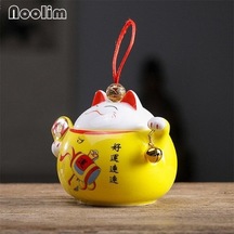 Pazly Şanslı Sevimli Kedi Çay Caddy Seramik Mühürlü Seyahat Kavanoz Depolama Taşınabilir Baharat Kutusu 11.4x8.8x8.3cm A Diğer