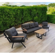 Pimango Pilocca Bahçe Ve Balkon Mobilyası Antrasit 3+1+1 Sehpalı Antrasit
