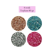 Kesme Cam Boncuk 2mm - 4 Renk - Toplam 80 Gram - Bnc442