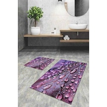 Mor 3d Üç Boyutlu Banyo Halısı Klozet 2'li Paspas Seti Bs024n11