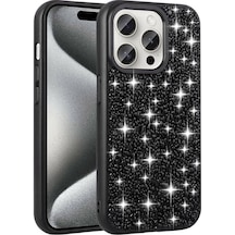Apple Uyumlu iPhone 15 Pro Parlak Taşlı Tasarım Zore Linea Kapak