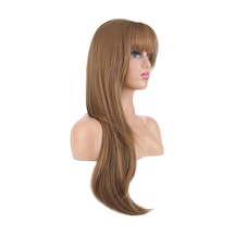 Katlı Kesim Perçemli Düz Fiber Sentetik Uzun Boy Peruk / Bebek Kumralı - Ezjı-739998 Renkli