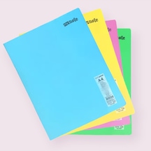 4 Adet A4 96 Yaprak Kareli Dikişli Pastel Renkler Plastik Kapak Defter 60gr Beyaz Sayfa Karma Renk Çok Renkli