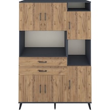 Hyperion Dolap 9 Raflı 2 Çekmeceli 6 Kapaklı 132x44x195 Antrasit-çam/çam Atlas Çam/atlas Çam