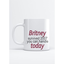 Britney Survived 2007 Baskılı Porselen Kupa Bardak Beyaz