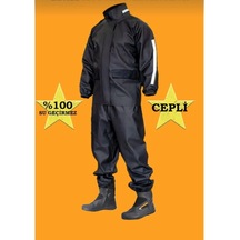 Barlashive Erkek Motorcu Cepli Kurye Su Gecirmez Yağmurluk Takım - Siyah Çok Renkli