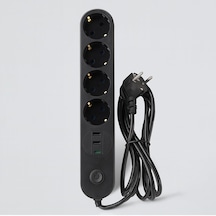 4 Prizli 3 Usb Girişli Akım Korumalı Topraklı Golyat Grup Şarj Fiş Priz 2 Metre Uzatma Kablosu