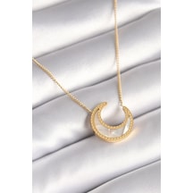 316l Çelik Gold Renk Beyaz Sedefli Hilal Model Kadın Kolye Karışık Renk