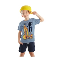 Denokids Mushi Kepçe İşte Erkek Çocuk T-shirt Şort Takım Çok Renkli