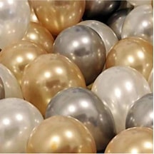 70 Adet Metalik Sedefli Gold-gümüş Gri-beyaz Balon