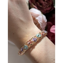 Çiçek Kelepçe Bileklik Altın