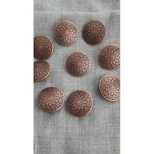 Antık Bakır Metal Düğme 25 Mm 9 Adet
