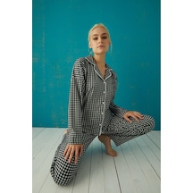 Pijamoni Kadın Süet Boydan Düğmeli Pijama Takımı - 5660-4 001