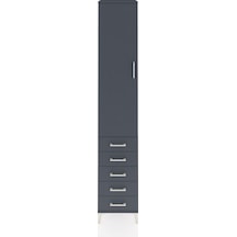 Hyperion Dolap 2 Raflı 5 Çekmeceli Tek Askılı 44x44x243 Antrasit-antrasit Antrasit