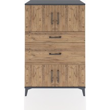 Hyperion Dolap Tek Raflı 2 Çekmeceli 4 Kapaklı 88x44x134 Antr... Antrasit