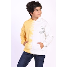 Toontoy Kids Toontoy Erkek Çocuk Kapüşonlu Baskılı İki Renkli Sweatshirt Hardal