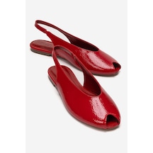 Luvishoes Serına Kırmızı Kırışık Rugan Kadın Sandalet