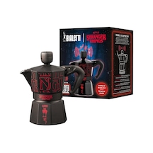 Moka Express Stranger Things: 3 Cups Ocak Üstü Espresso Pişirici, Müzikli, 130ml, Siyah, Patentli Güvenlik Valfi