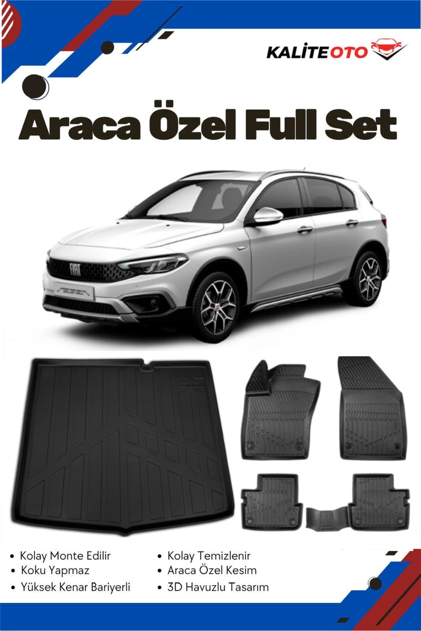 Fiat Egea Hatchback 2025 Model Yumuşak Paspas+tamir Kitli Bagaj Havuzu Seti