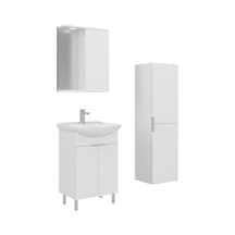 Orka Purus 55 Cm Parlak Beyaz Spot Aynalı Banyo Dolabı Takım Ve Boy Dolabı Ayaklı Beyaz