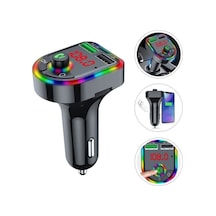 Car F6 Rgb Bluetooth Araç Kiti Fm Transmitter Qc 3.1a Type-c Usb Şarj 12-24v