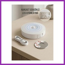 Bezos Hareket Sensörlü Yuvarlak Led Aydınlatma & Usb Şarjlı Pratik Gece Lambası 8 Cm Bty Çok Renkli