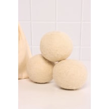 Valerine Life Doğal Merinos Yün Kurutma Topu 3 Adet Kırışıklık Önler Kurutma Süresini Kısaltır Krem