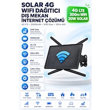 Solar 4g Lte Wifi Dağıtıcı Router 20w Güneş Paneli, 30.000mah Batarya 300m Kapsama