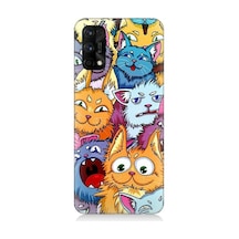Realme 7 Pro Uyumlu Sevimli Kedi Ve Köpekler Desenli Silikon Kılıf