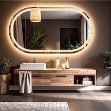 Ovanta Günışığı Lazer Kumlamalı Lavabo & Banyo Aynası Dokunmatik Sensörlü 70 X 40 Cm