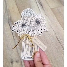 Hdrlazerdizayn Ahşap Vazoda Çiçek Buketleri Görünümlü Magnet