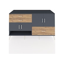 Kronos Konsol 3 Raflı 3 Çekmeceli 4 Kapaklı 176x59x99 Antrasit-an Antrasit-antrasit/çam
