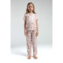 Rolypoly Roly Poly Garson Kız Çocuk Gömlek Yaka Önden Düğmeli Kısa Kol Pijama Takım Beyaz