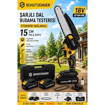 Schutzenger RN9010 Çift Akülü Şarjlı Dal Budama Testeresi Otomatik Yağlamalı Hızar Yedek Zincir Sarı