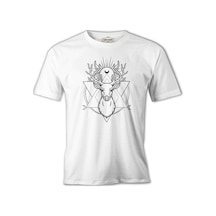 Deer Under Moon Beyaz Erkek Tshirt