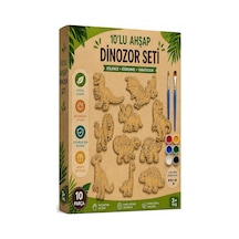 Ahşap Boyama Dinozor 10 Lu 1 Paket 10x15cm Ahşap Boyama 6 Renk Boya Resim Fırçası Etkinlik Çocuk Gelişim Motor Beceri