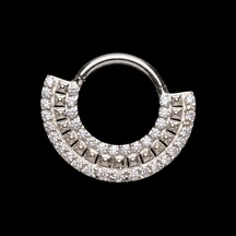 Yüksek Kalite G23 Titanium Sıra Zirkon Titanyum 8mm X 1.2mm Kilitli Halka Piercing Gümüş