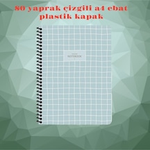 Çizgili A4 80 Yaprak Plastik Kapak Telli Defter College Keskin Color Yeşil