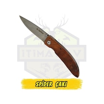 Spider Katlanır Kamp Çakı Ahşap Sap - Açık Uzunluk 19.5 Cm Kapalı 10 Çok Renkli