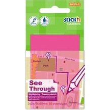 Hopax Stıckn Yapışkanlı Not Kağıdı Yarı Saydam 50 YP 76x51 Neon Pembe 21707