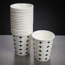 Siyah Yıldız Desenli Karton Bardak - 7 Oz - 50'li Paket