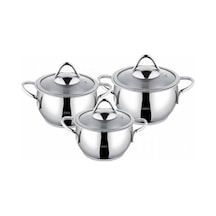 5681 Stone 6 Parça Mını Derin Tencere Set Cam Kapak