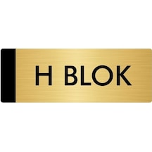 Metal Yönlendirme Levhası, Departman Kapı Isimliği H Blok 5x20 Cm Altın Renk